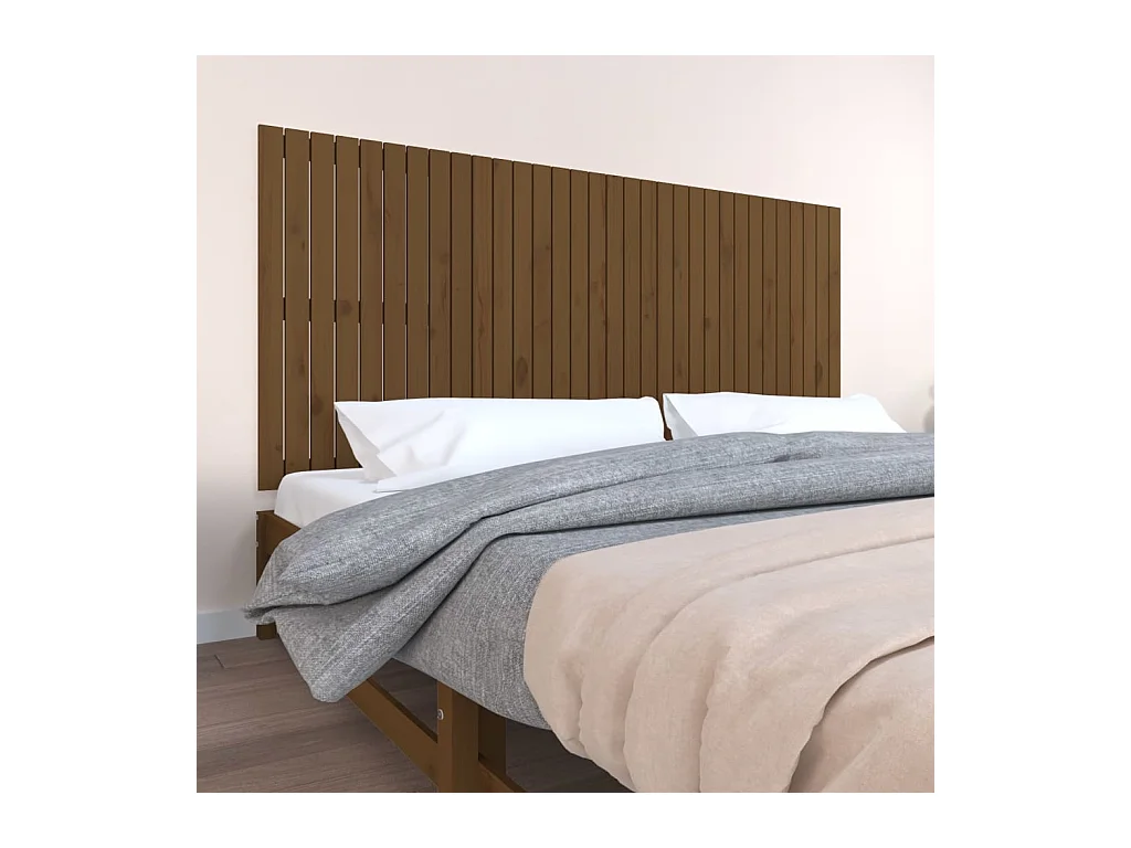 Wandhoofdbord 204x3x90 cm massief grenenhout honingbruin