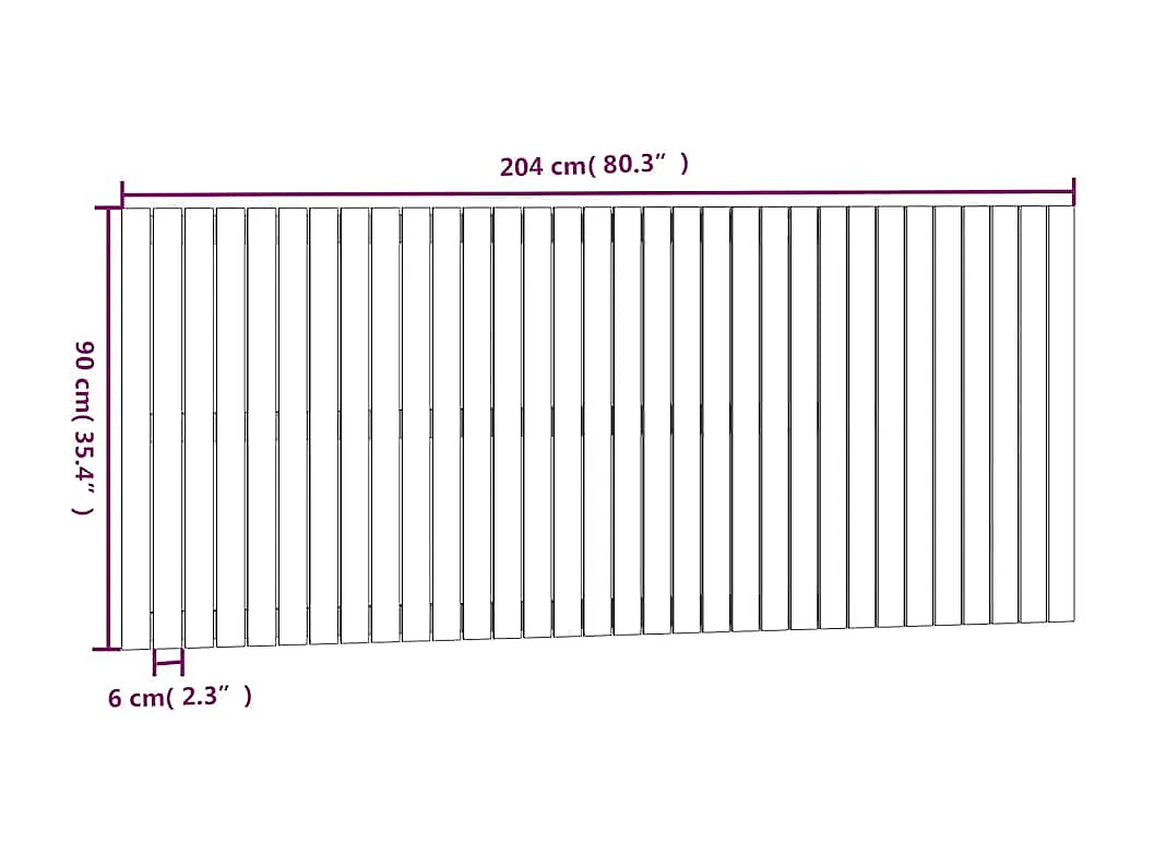 Wand-Kopfteil Honigbraun 204x3x90 cm Massivholz Kiefer