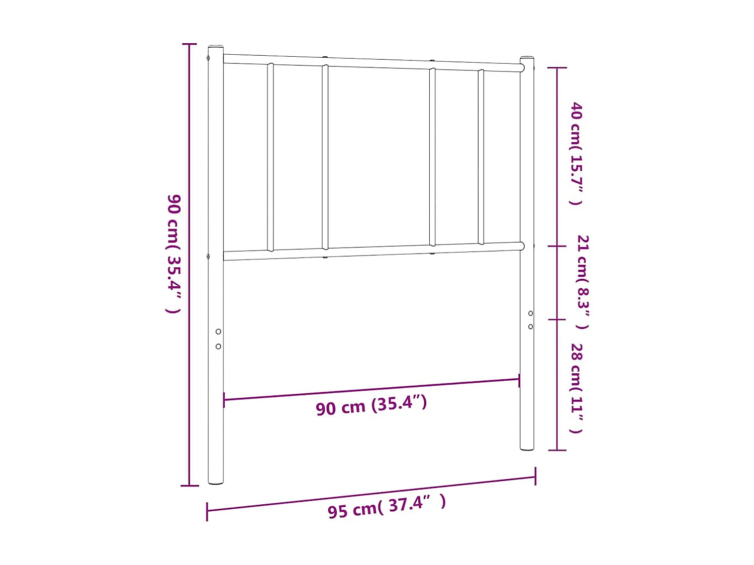 Tête de lit métal noir 90 cm