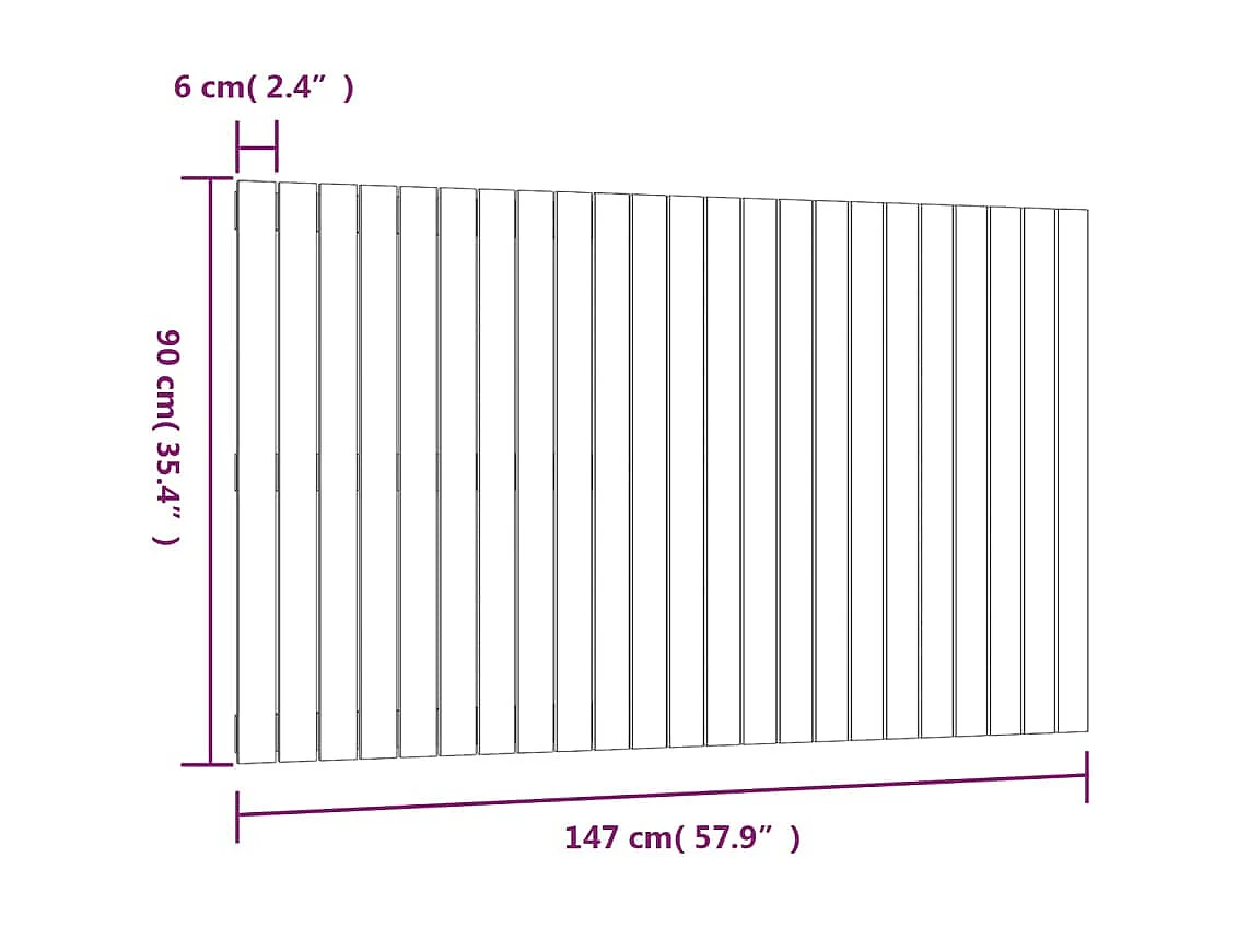 Cabecero de cama de pared madera maciza pino blanco 147x3x90 cm