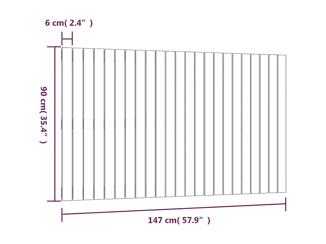 Cabecero de cama de pared madera maciza pino blanco 147x3x90 cm