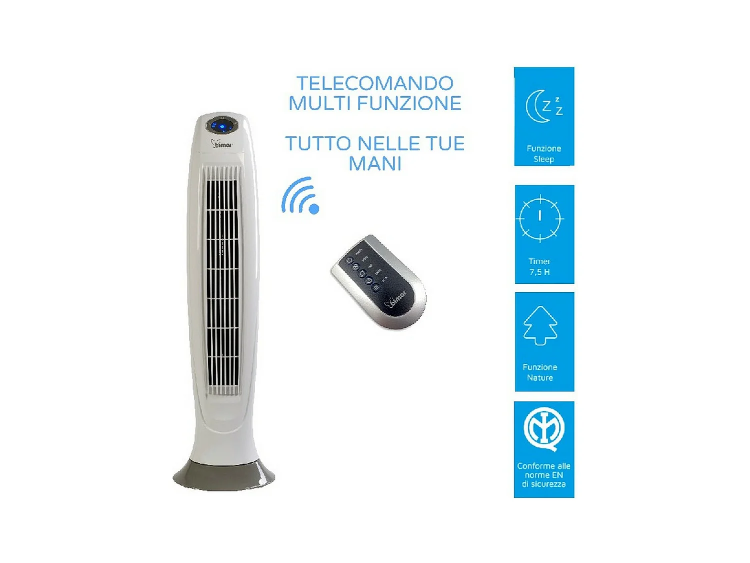 Ventilador de Columna Etesia, Blanco, 24,3x86x24,3 cm, Bimar
