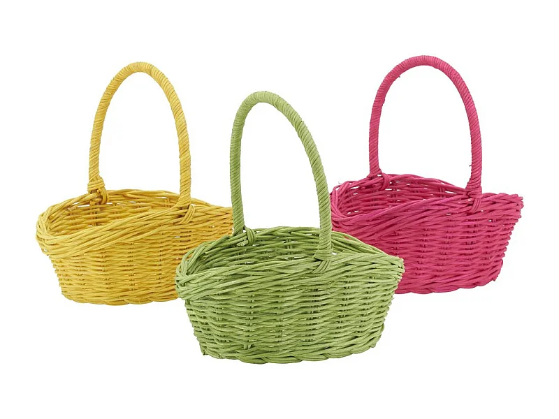 Paniers en rotin ovales coloris assortis Lot de 3