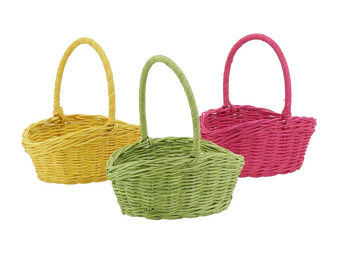 Paniers en rotin ovales coloris assortis Lot de 3