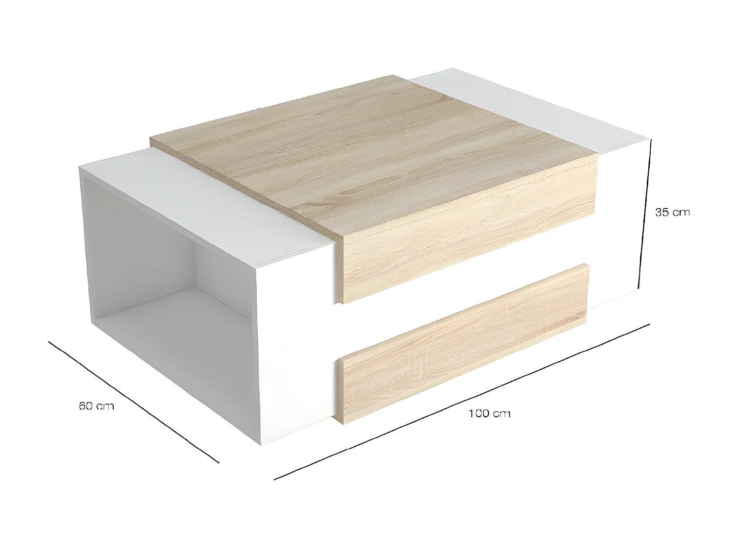 Table Basse Ulrica, Sonoma, 100x60x35 cm, EPIKASA
