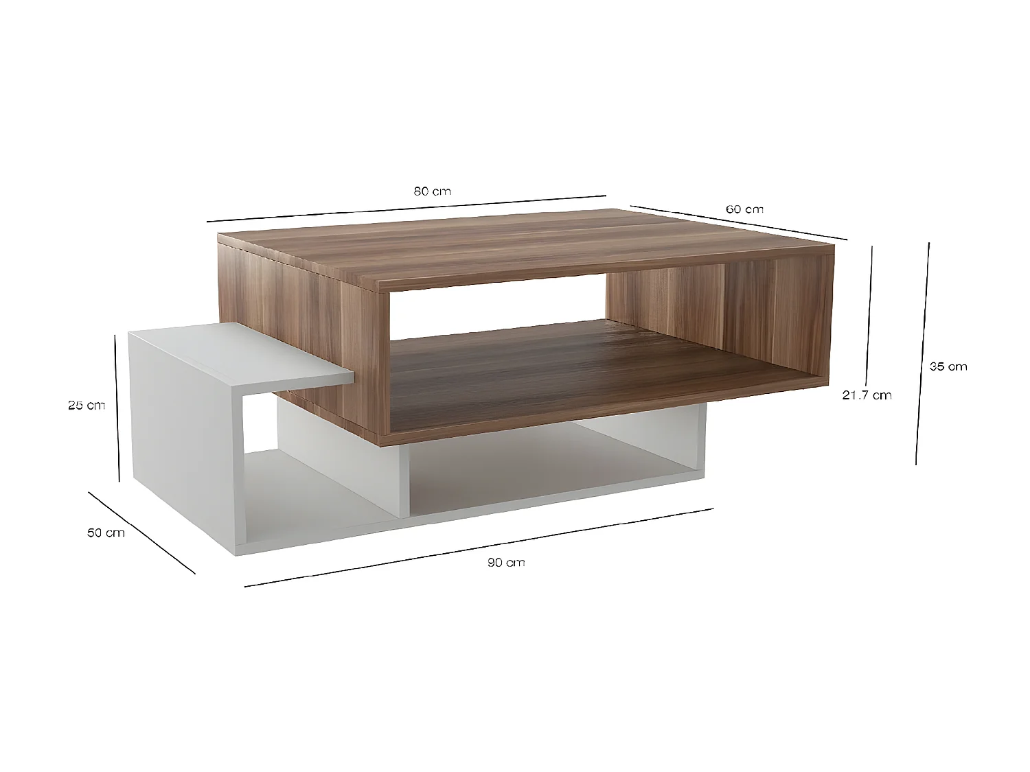 Table Basse Elisa, Noyer, 100x60x35 cm, EPIKASA