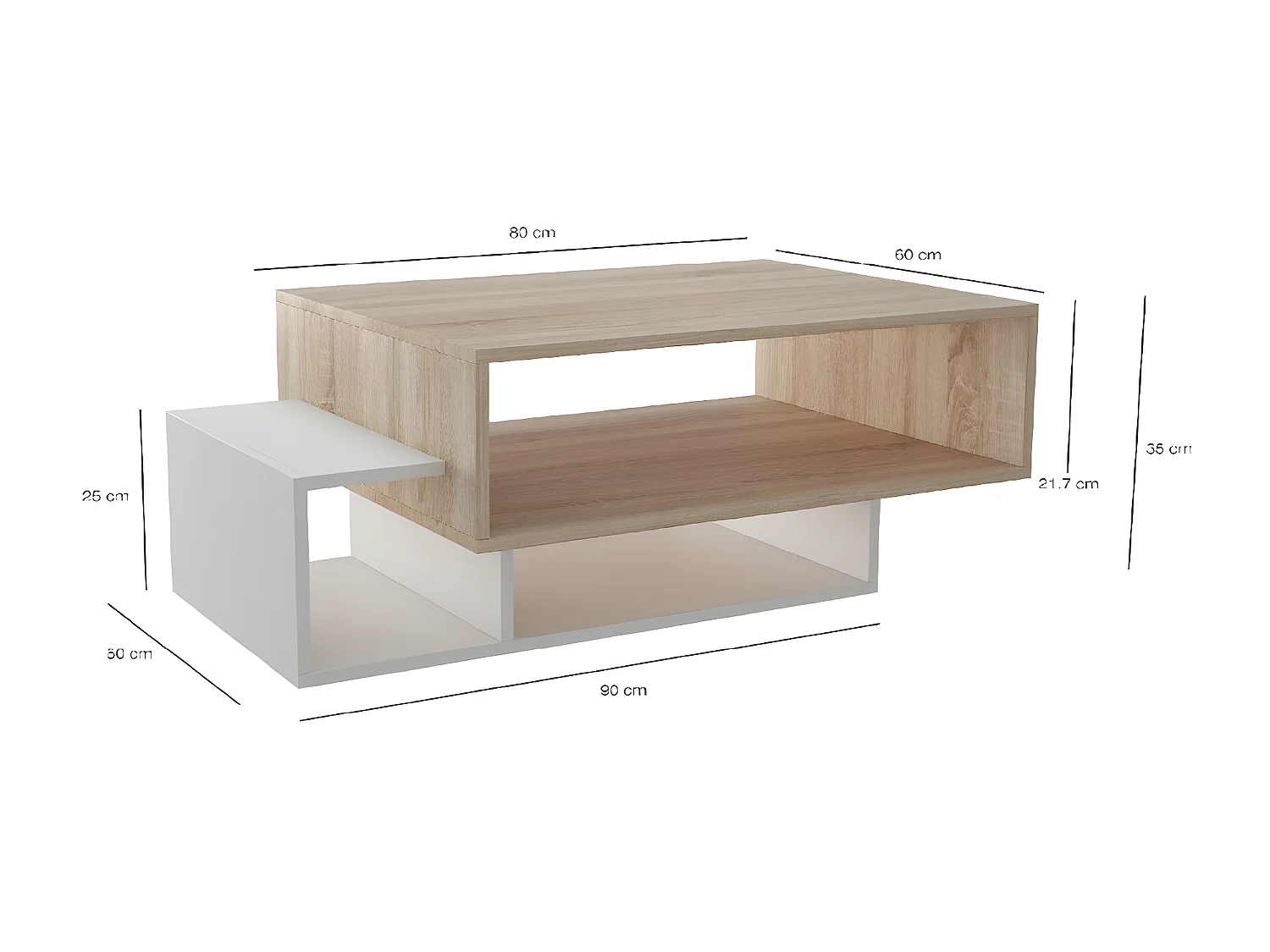 Table Basse Elisa, Sonoma, 100x60x35 cm, EPIKASA