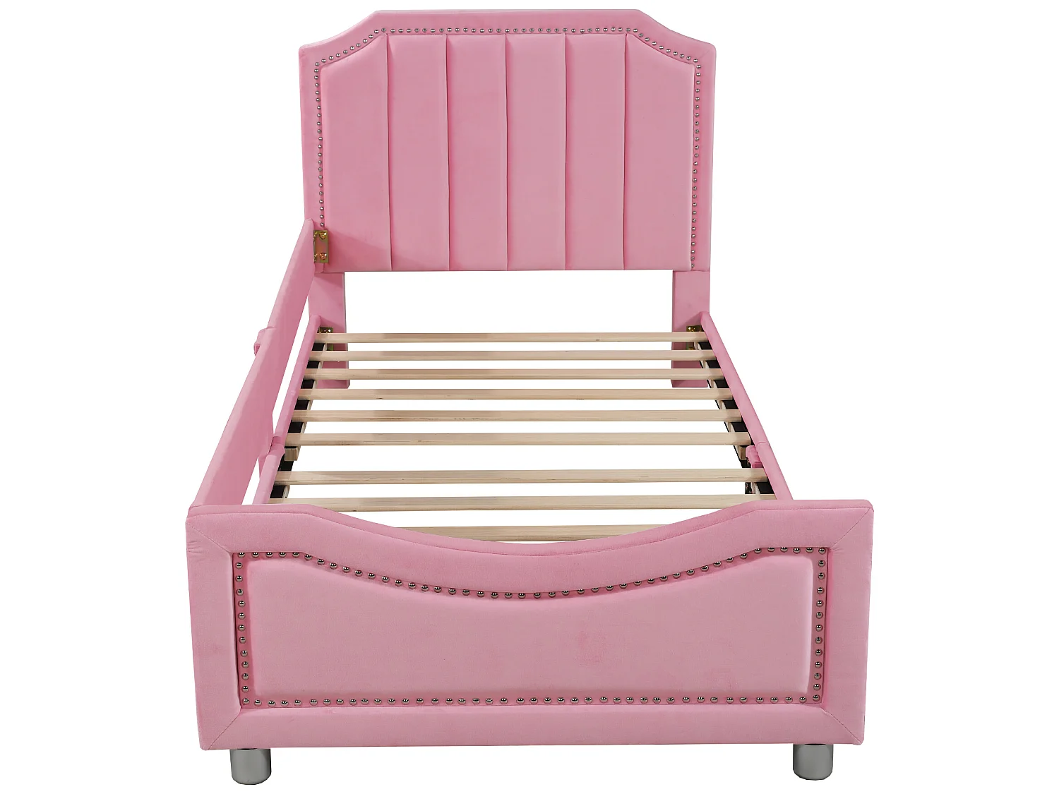 Lit simple 90x200cm pour enfant - lit canapé en velours - Rose