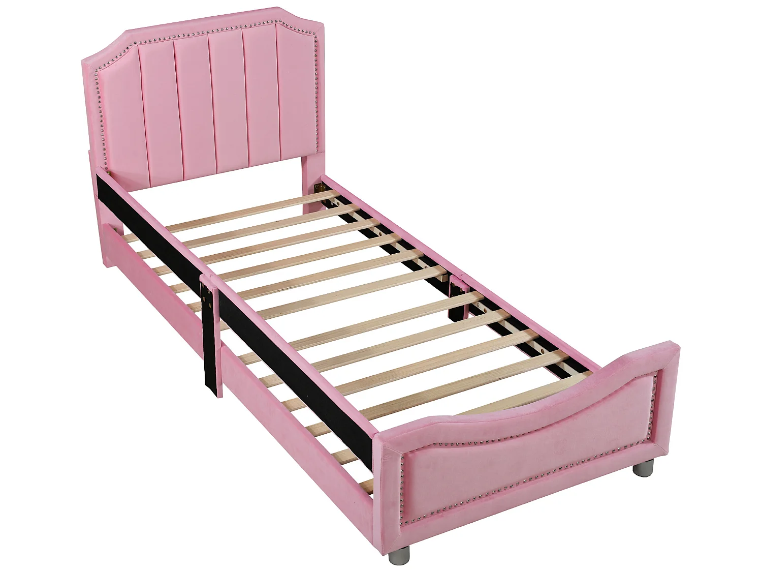 Lit simple 90x200cm pour enfant - lit canapé en velours - Rose