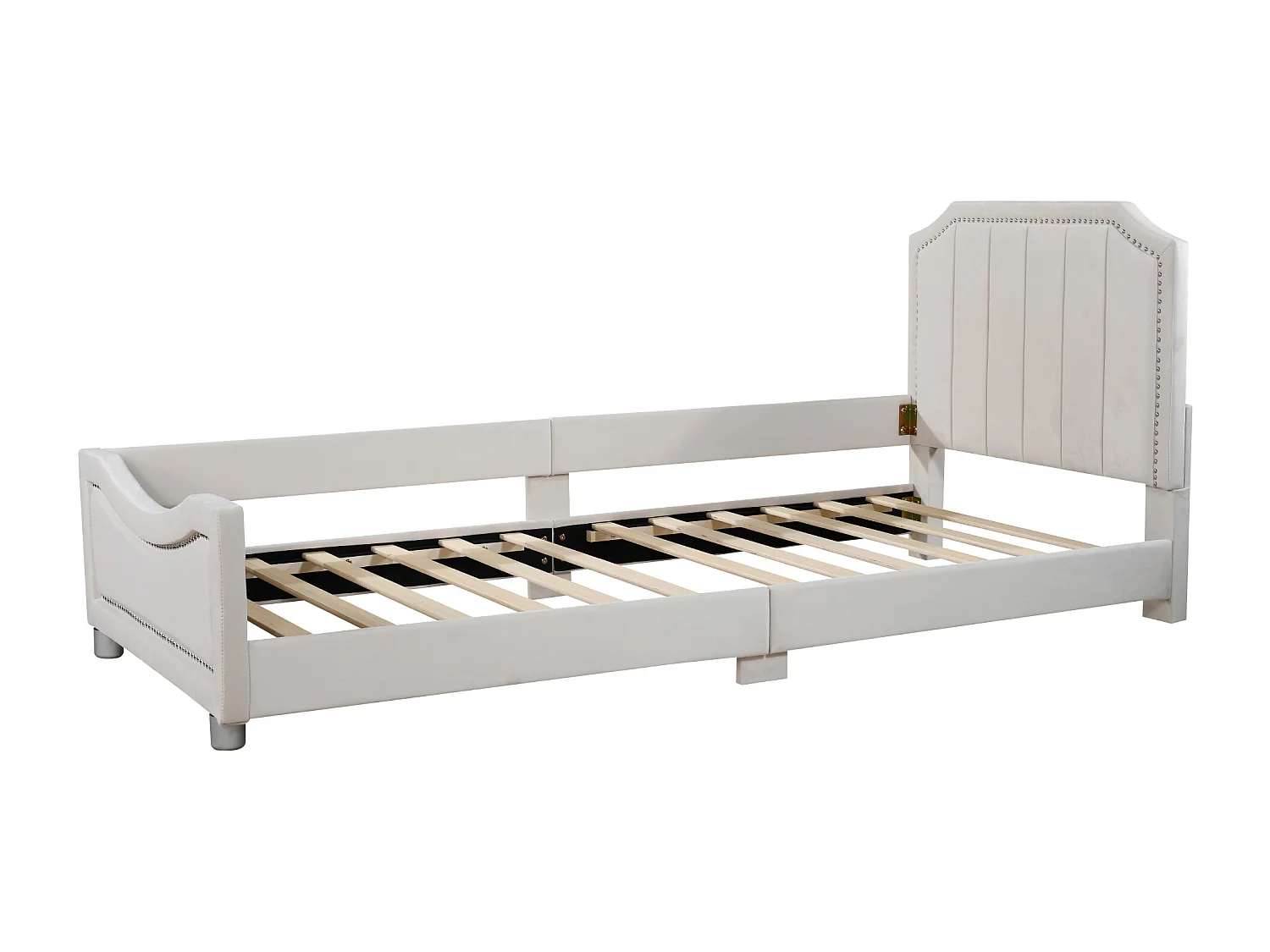 Einzelbett 90x200cm für Kinder - Schlafsofa aus Samt - Beige