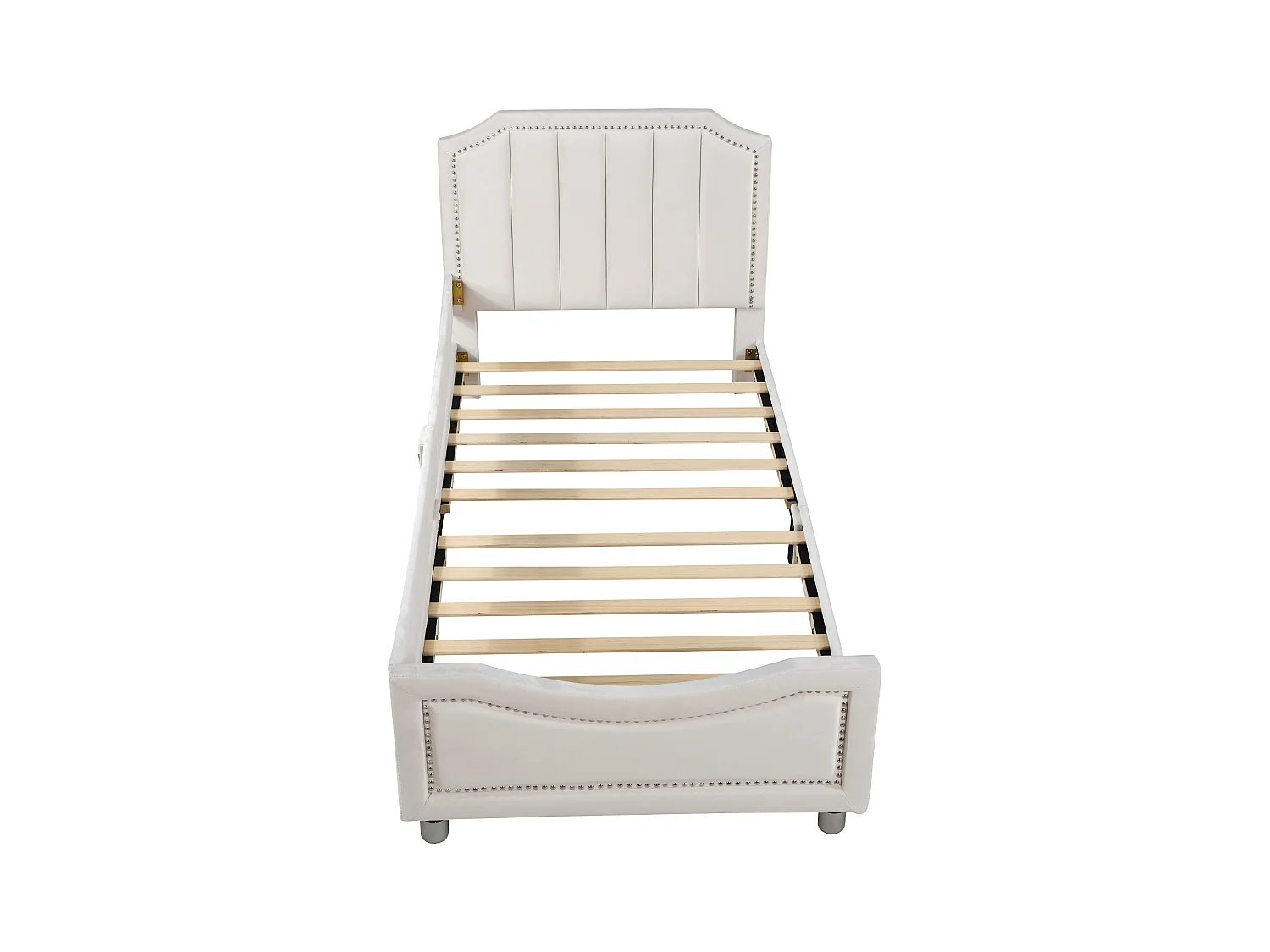 Eenpersoonsbed 90x200cm voor kinderen - fluwelen slaapbank - Beige