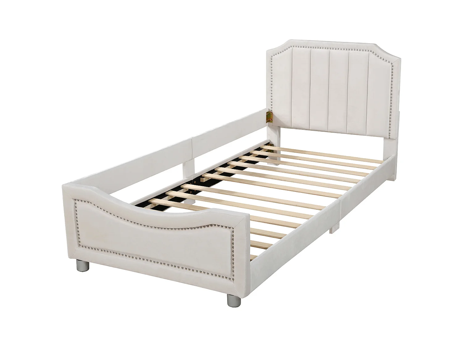 Eenpersoonsbed 90x200cm voor kinderen - fluwelen slaapbank - Beige