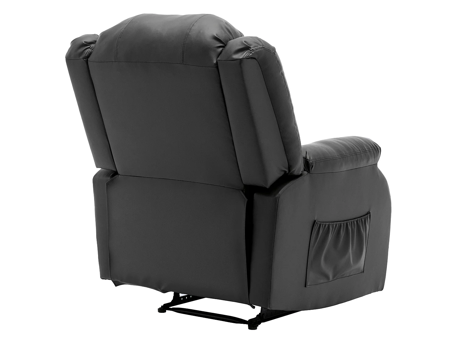 Fauteuil relax inclinable manuelle en similicuir avec une poche latérale - Noir
