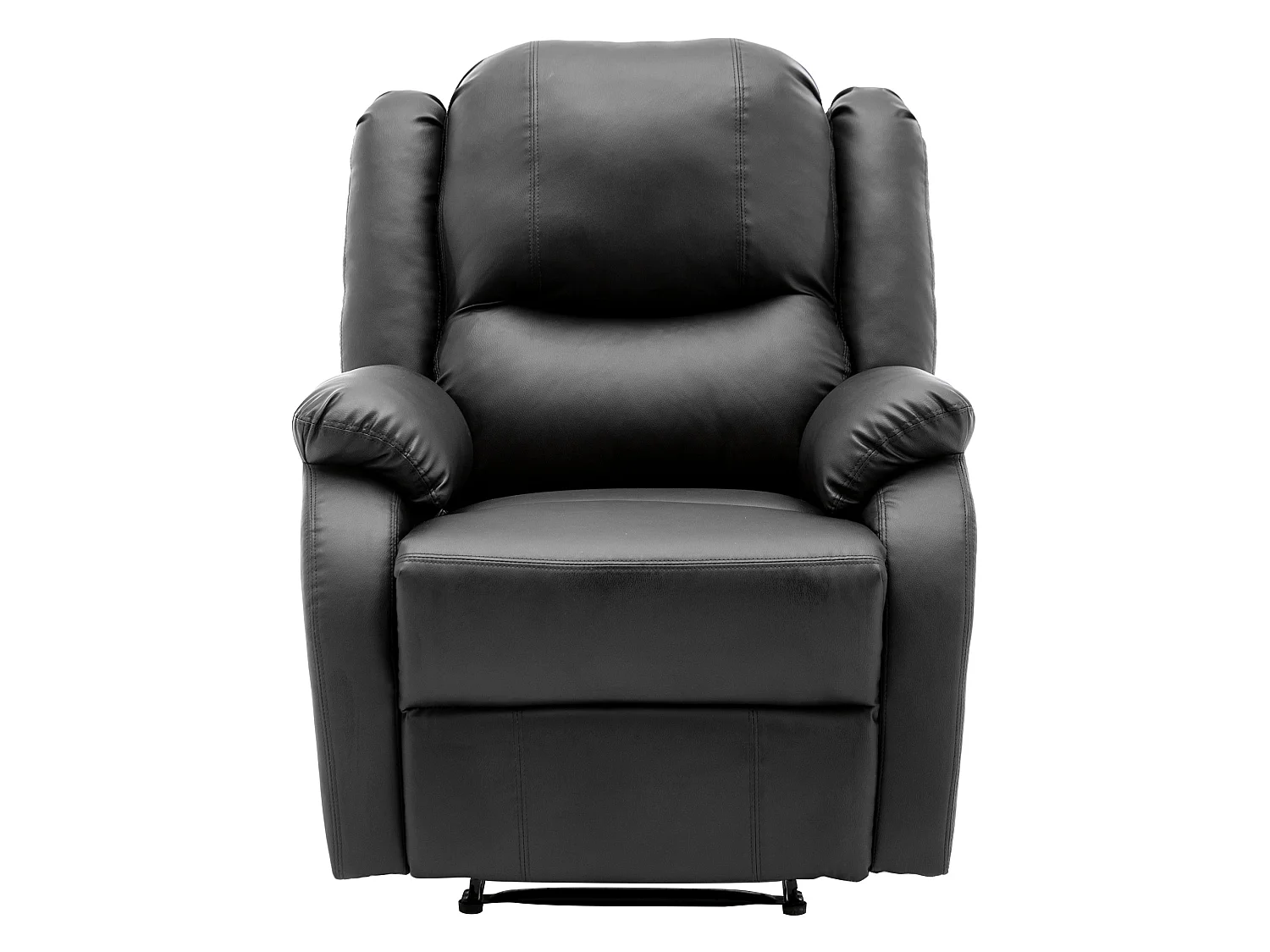 Poltrona relax reclinabile manualmente in ecopelle con tasca laterale - Nera