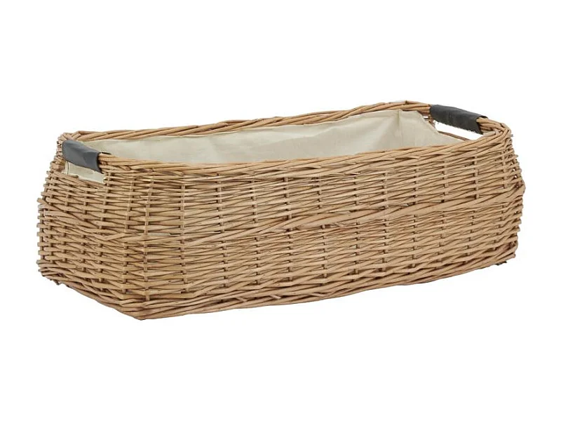 Corbeille rectangulaire en osier buff et coton