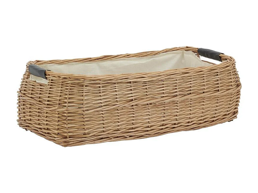 Corbeille rectangulaire en osier buff et coton