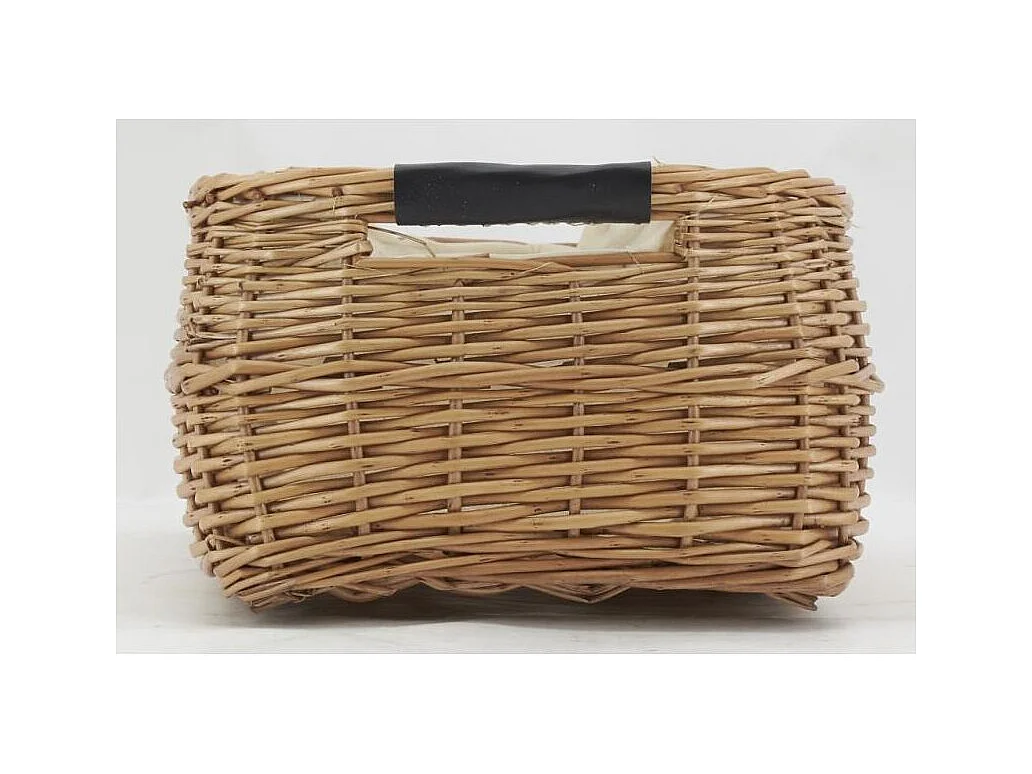 Corbeille rectangulaire en osier buff et coton