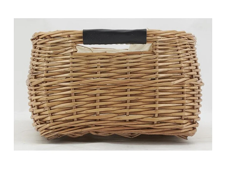 Corbeille rectangulaire en osier buff et coton