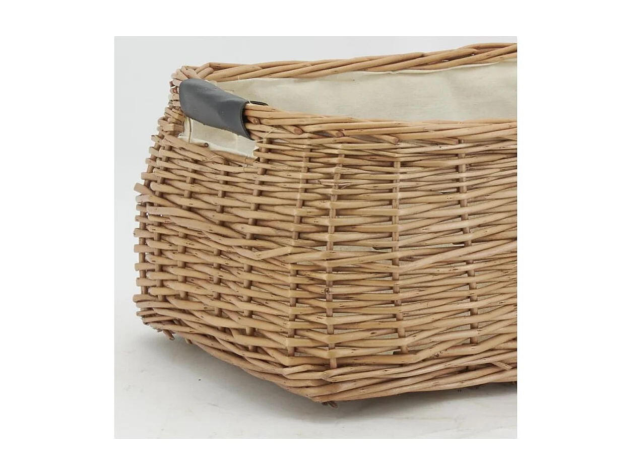 Corbeille rectangulaire en osier buff et coton