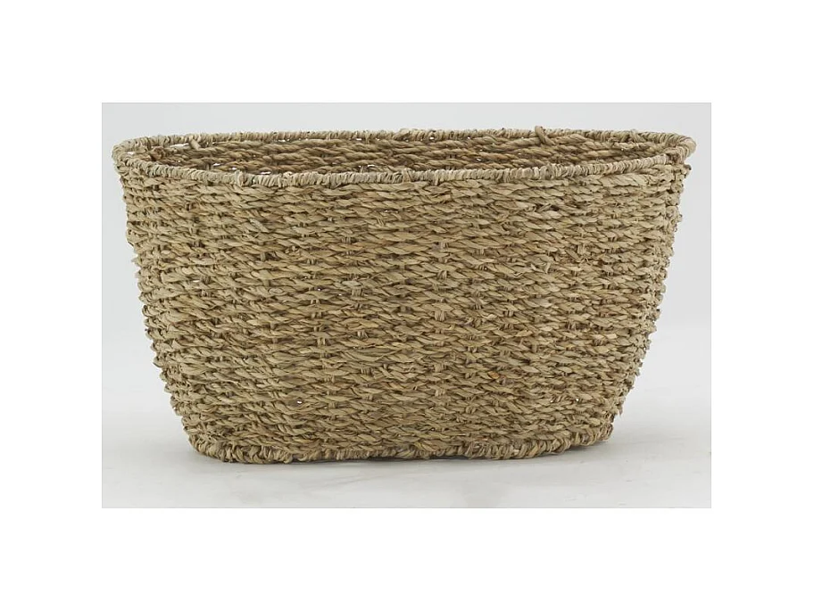 Corbeilles ovales en jonc et métal (lot de 2)