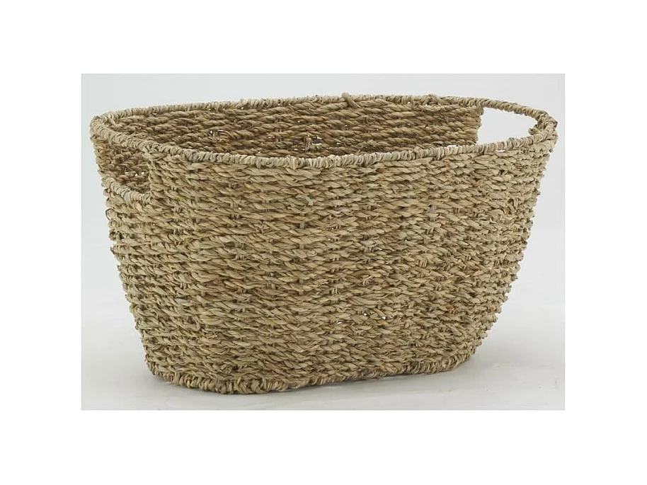 Corbeilles ovales en jonc et métal (lot de 2)