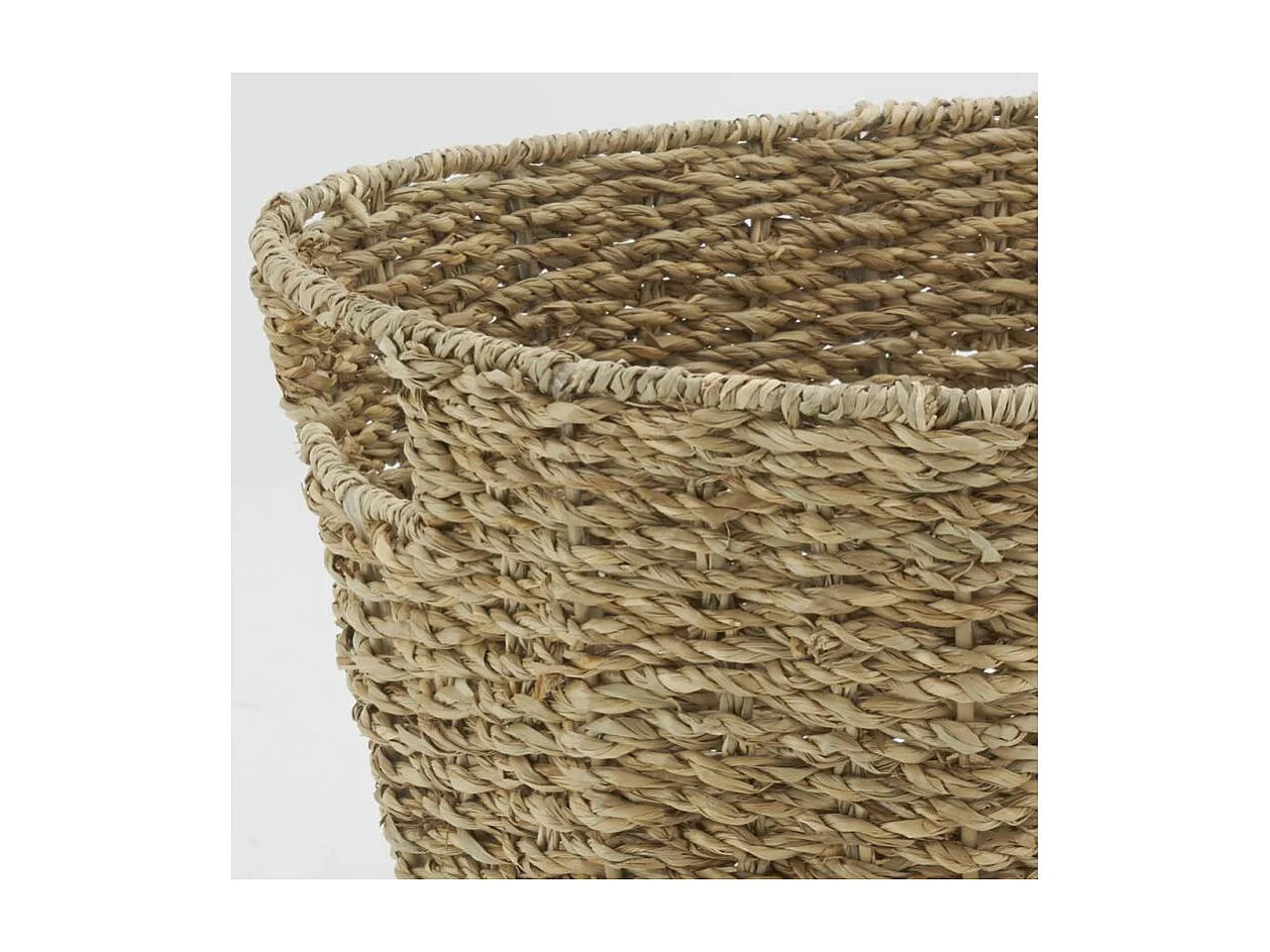 Corbeilles ovales en jonc et métal (lot de 2)