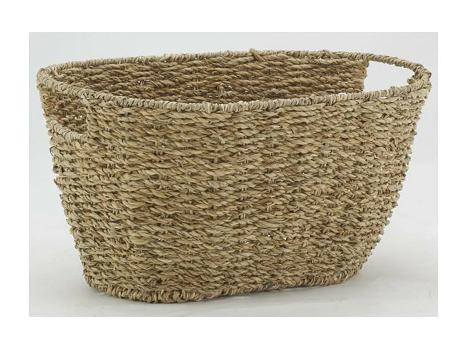 Corbeilles ovales en jonc et métal (lot de 2)