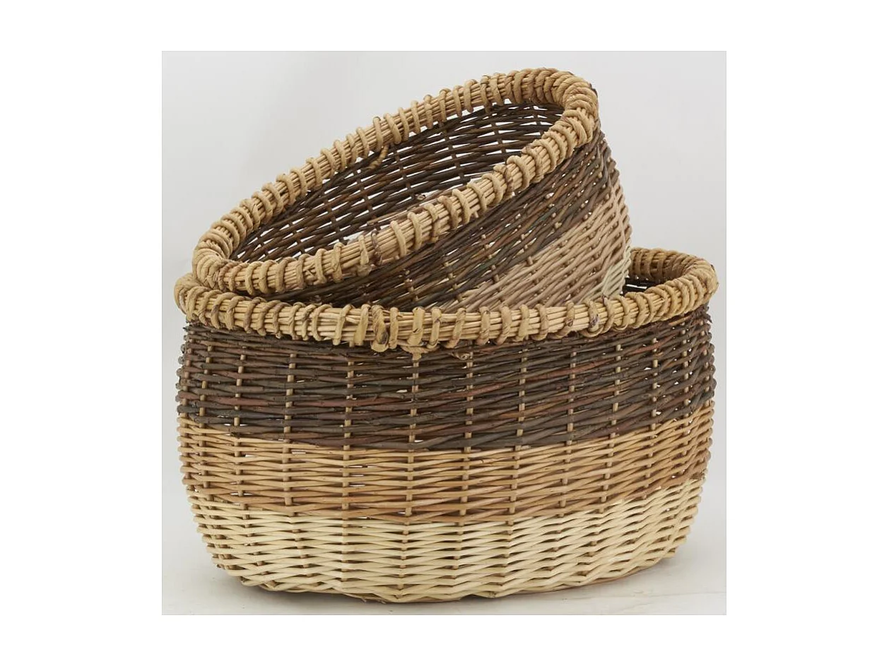 Corbeilles ovales en osier 3 tons (lot de 2)