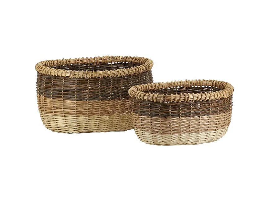 Corbeilles ovales en osier 3 tons (lot de 2)