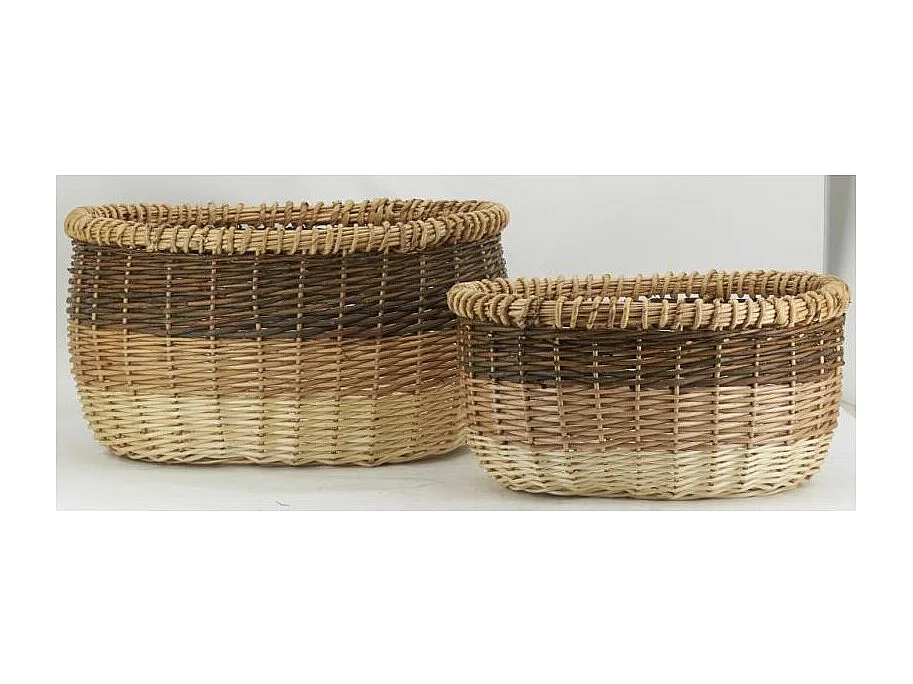 Corbeilles ovales en osier 3 tons (lot de 2)