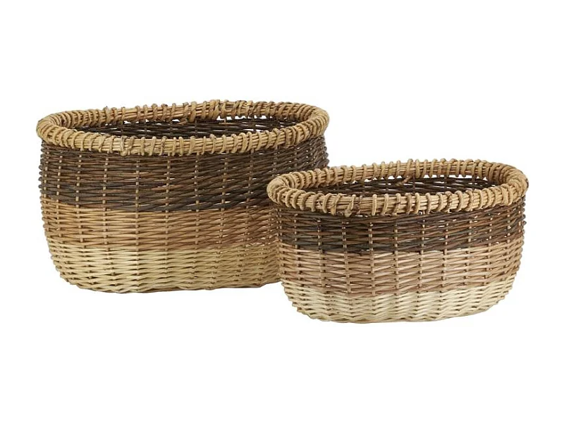 Corbeilles ovales en osier 3 tons (lot de 2)