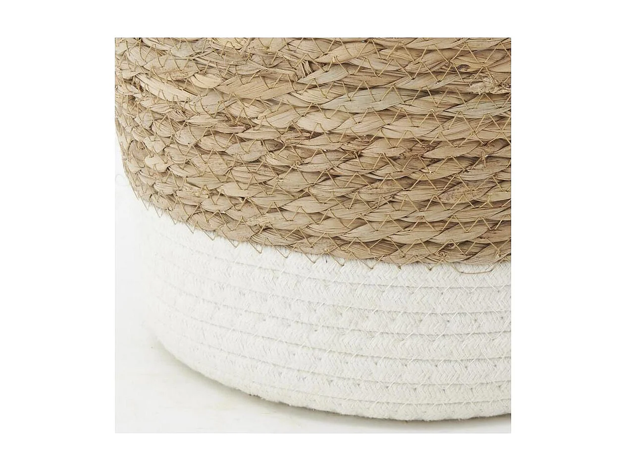 Corbeilles en jonc, coton et métal (lot de 3)