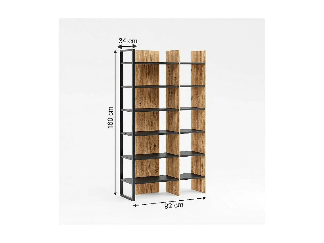 Regał Labirynt, Orzech, 90x30x183 cm, EPIKASA