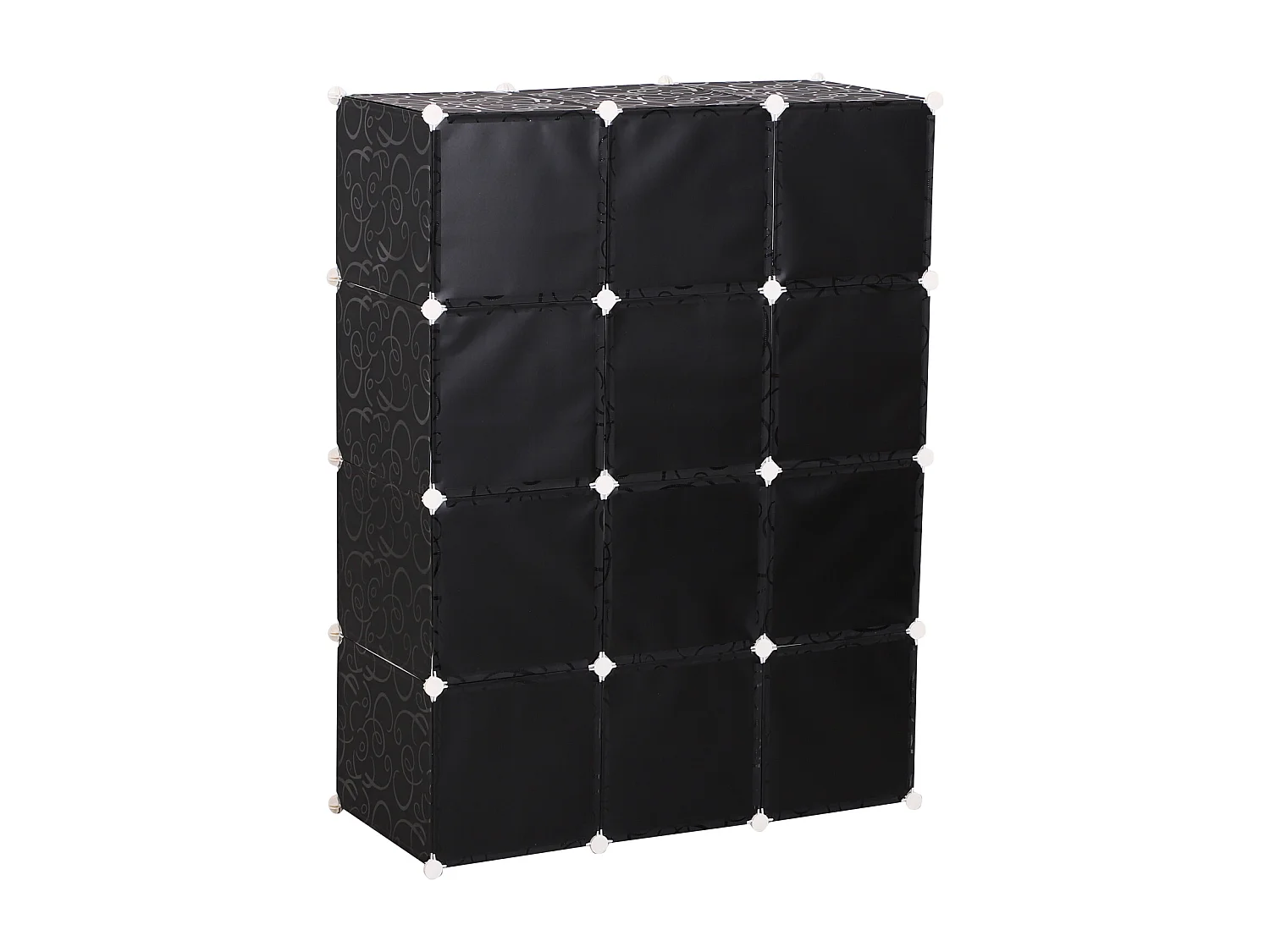 Garde robe armoire à vêtements L 111 x l 47 x H 145 cm modulable 12 cubes noir et blanc