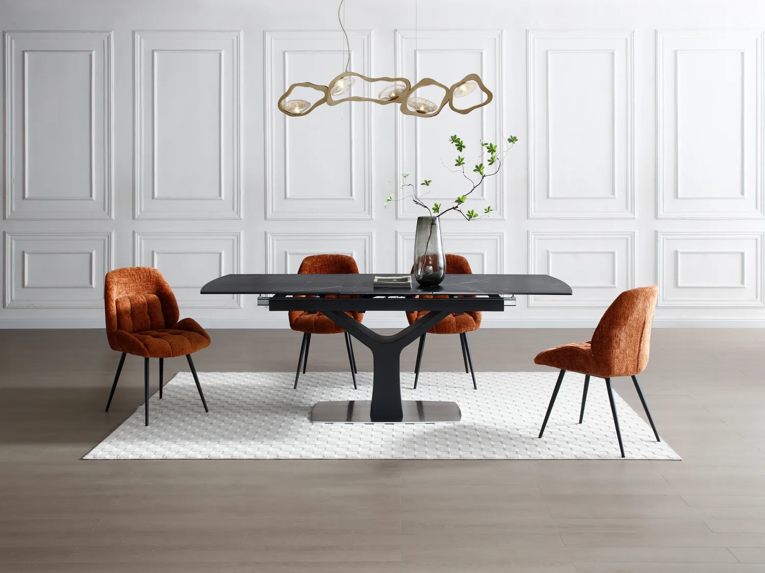 Lot de 2 chaises en tissu texturé et métal - Terracotta - LIONIZA de Maison Céphy