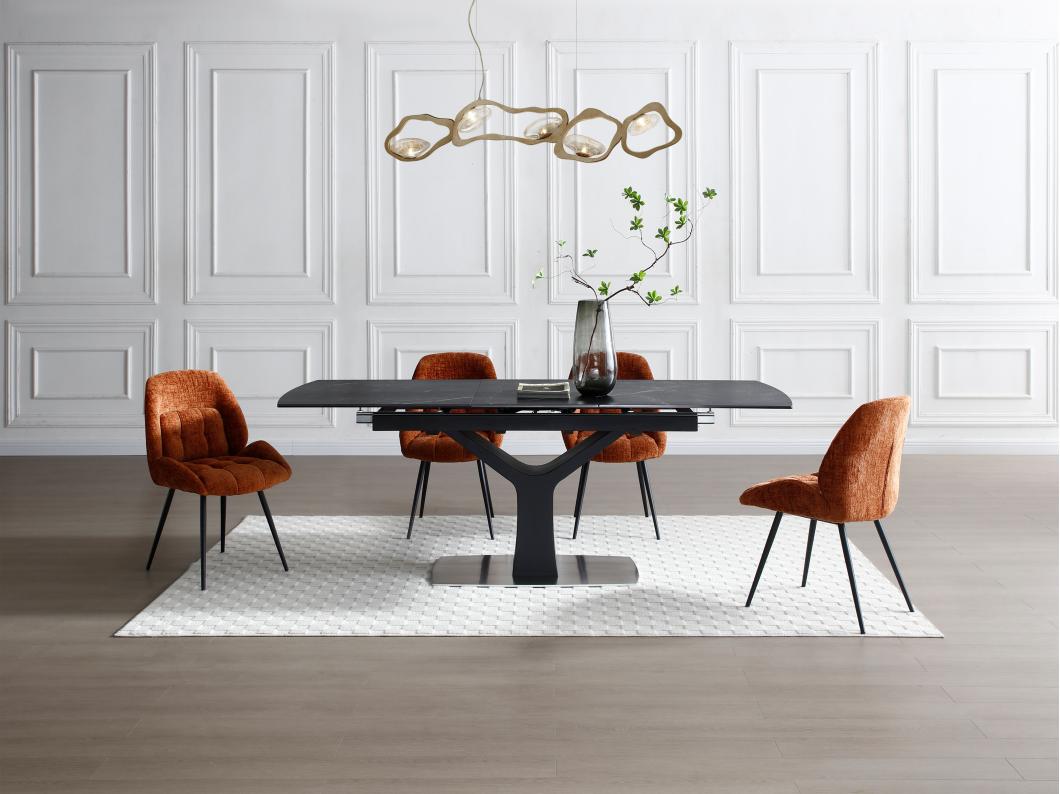 Lot de 2 chaises en tissu texturé et métal - Terracotta - LIONIZA de Maison Céphy