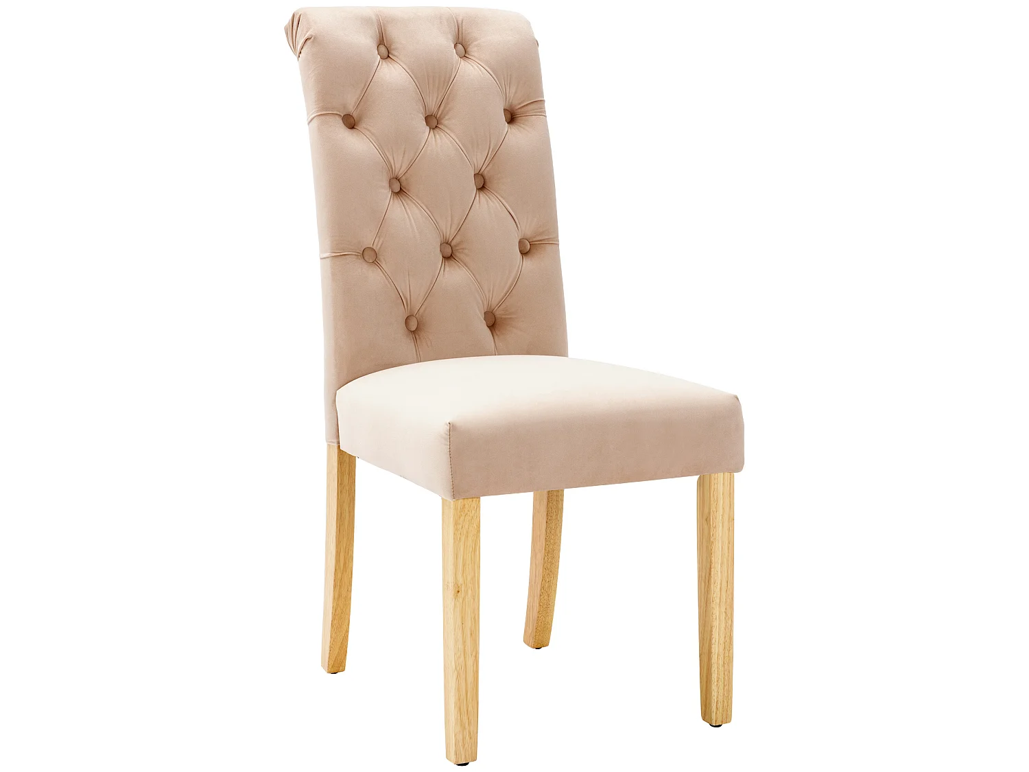 Set di 2 sedie - velluto - gambe in rovere - beige