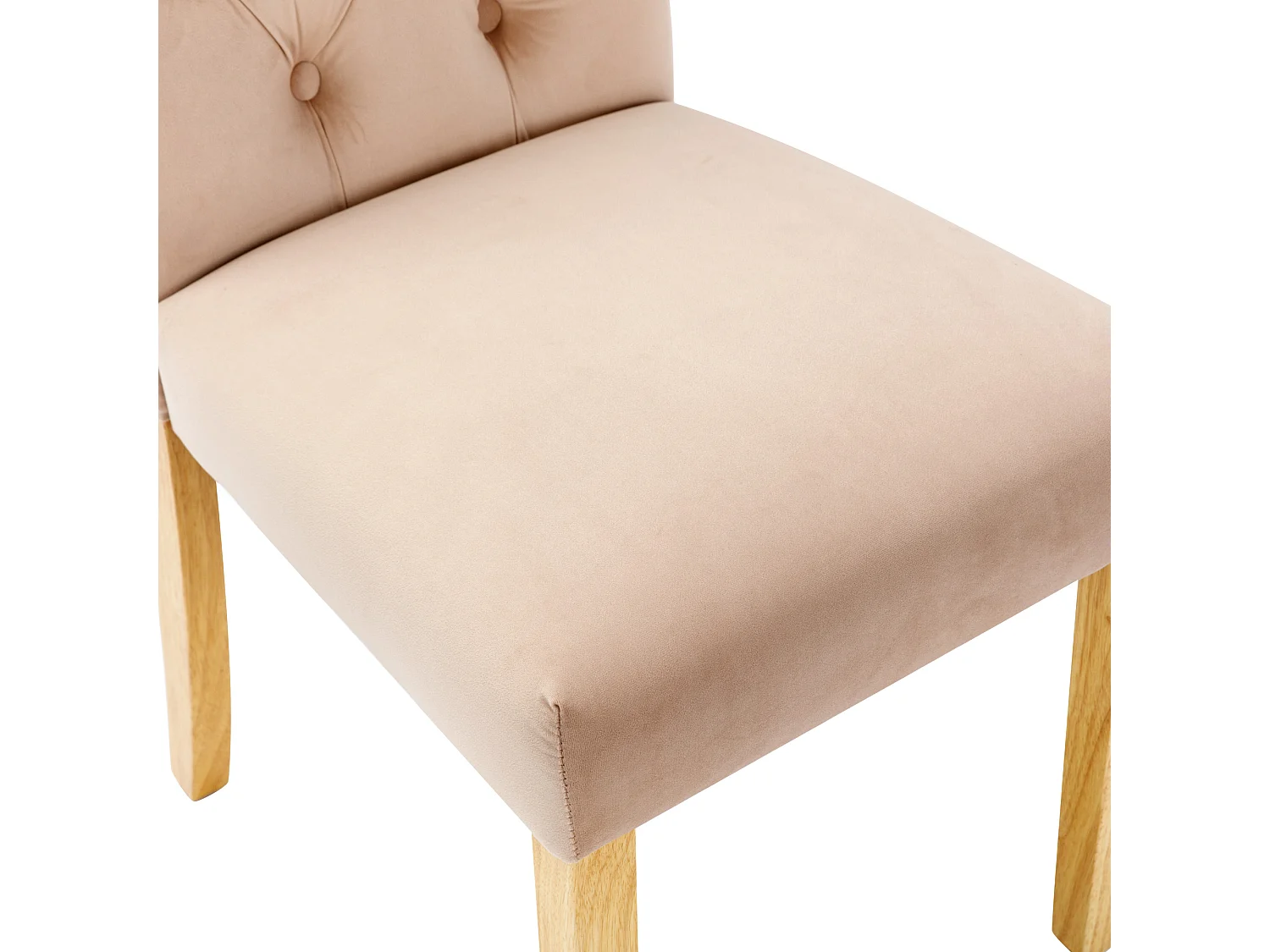 Set di 2 sedie - velluto - gambe in rovere - beige