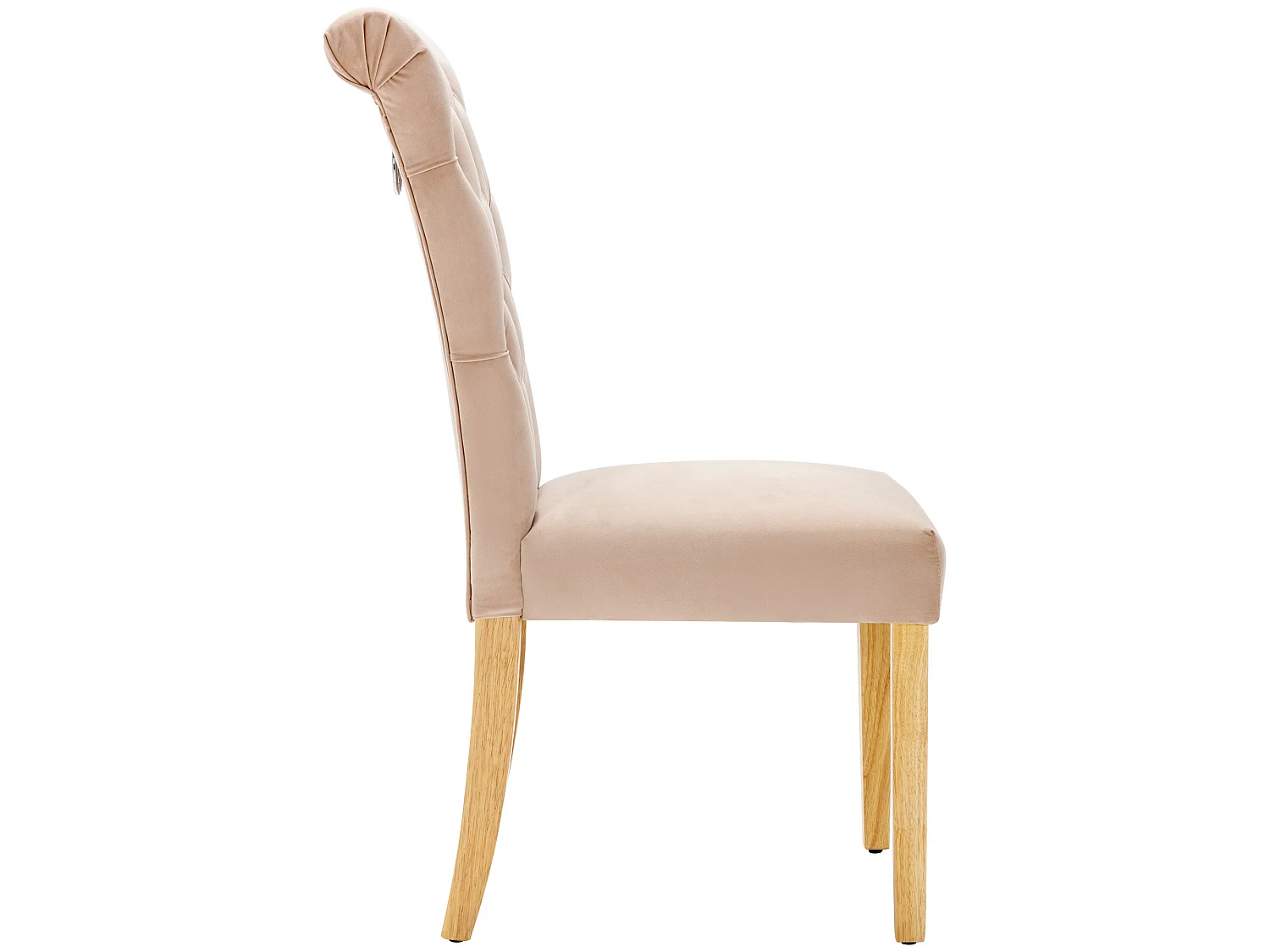 Set di 2 sedie - velluto - gambe in rovere - beige