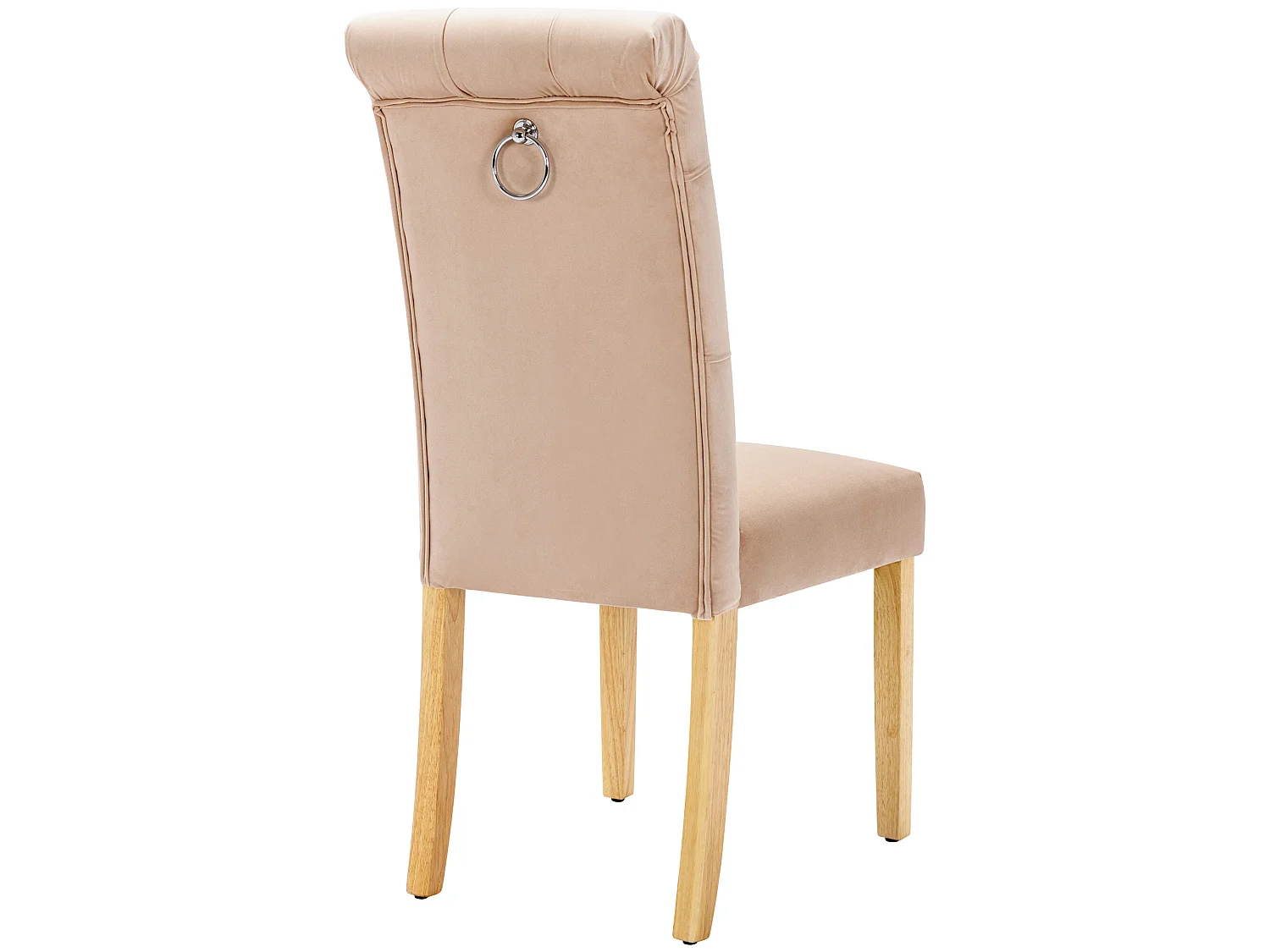 Set di 2 sedie - velluto - gambe in rovere - beige