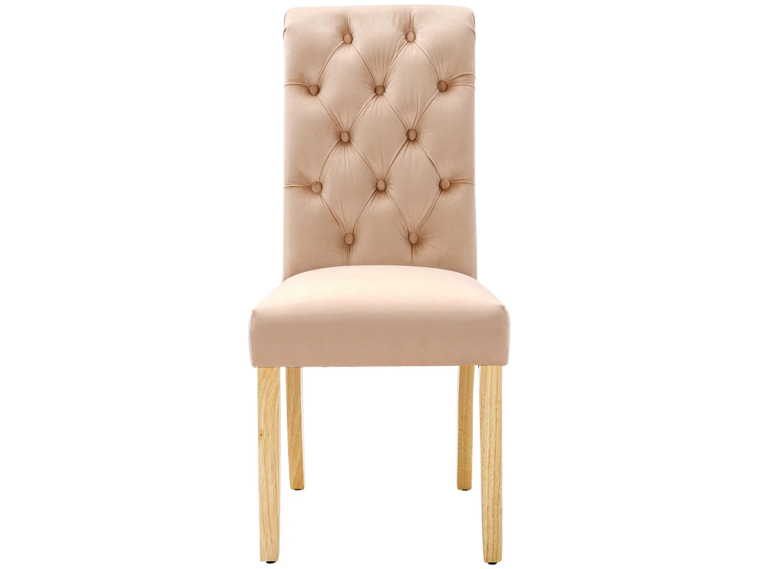 Set di 2 sedie - velluto - gambe in rovere - beige