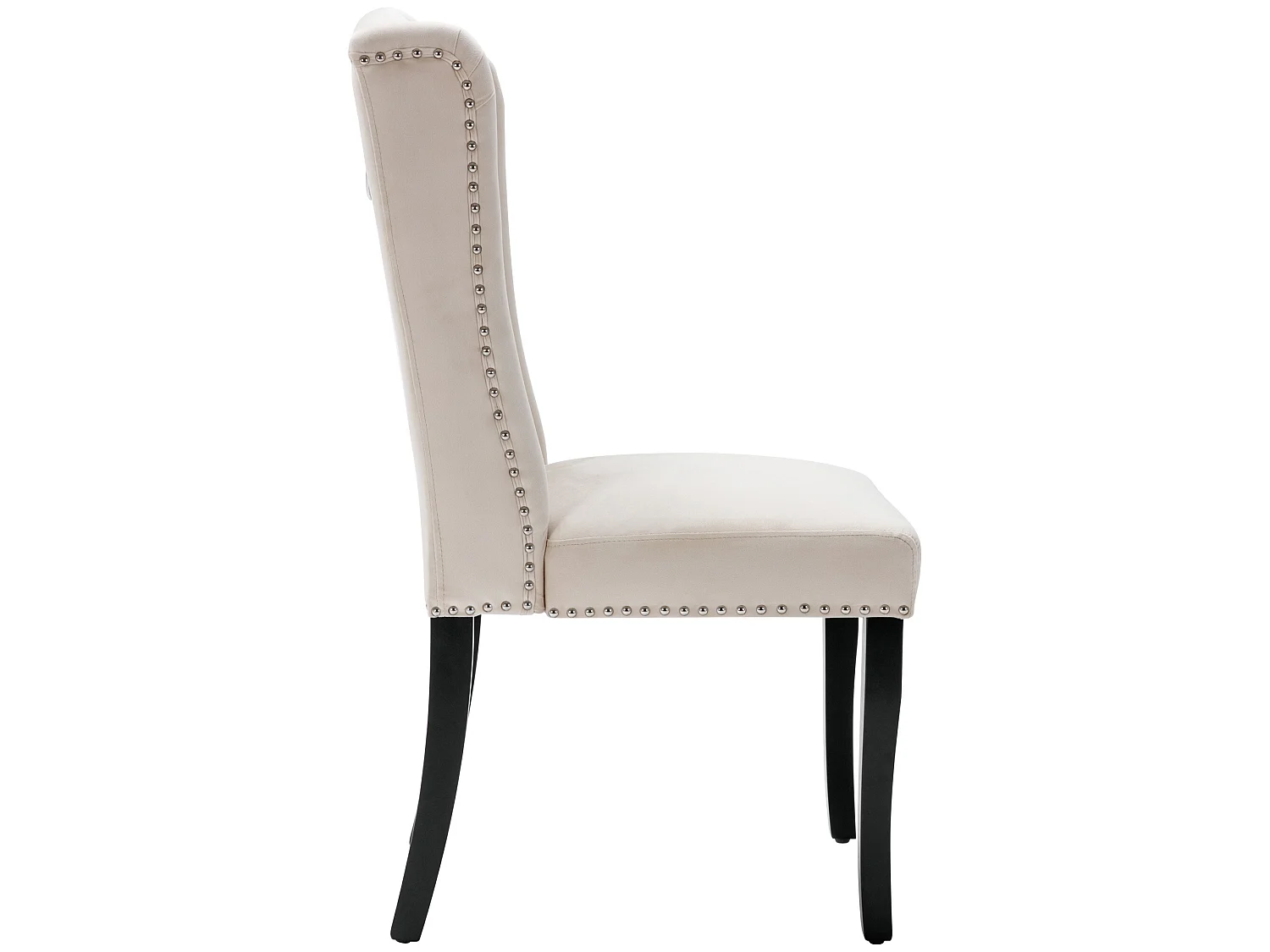 Lot de 2 chaises en velours avec pieds en chêne - beige