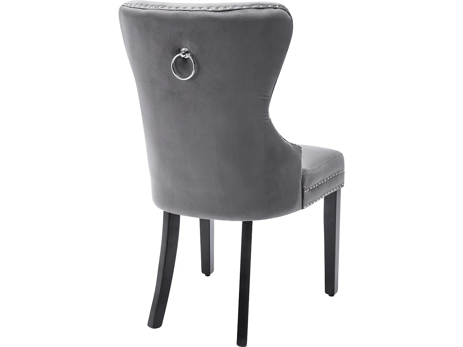 Lot de 4 chaises - velours - pieds en bois massif - gris