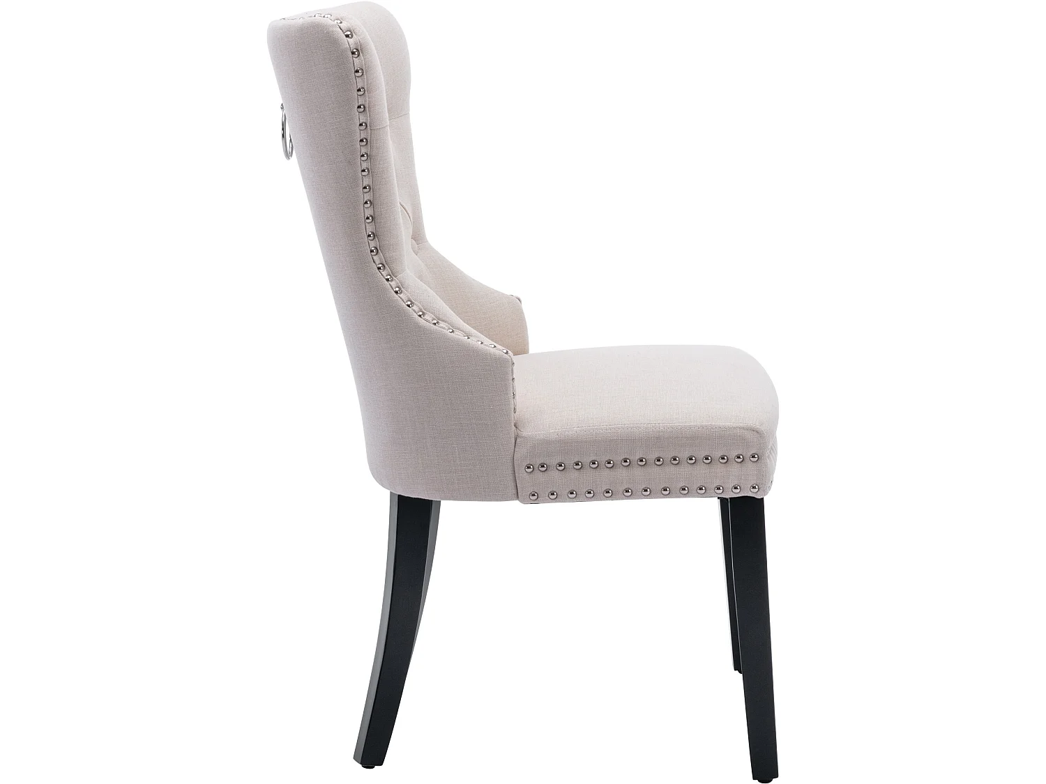 Lot de 6 chaises - tissu et pieds en bois massif - beige