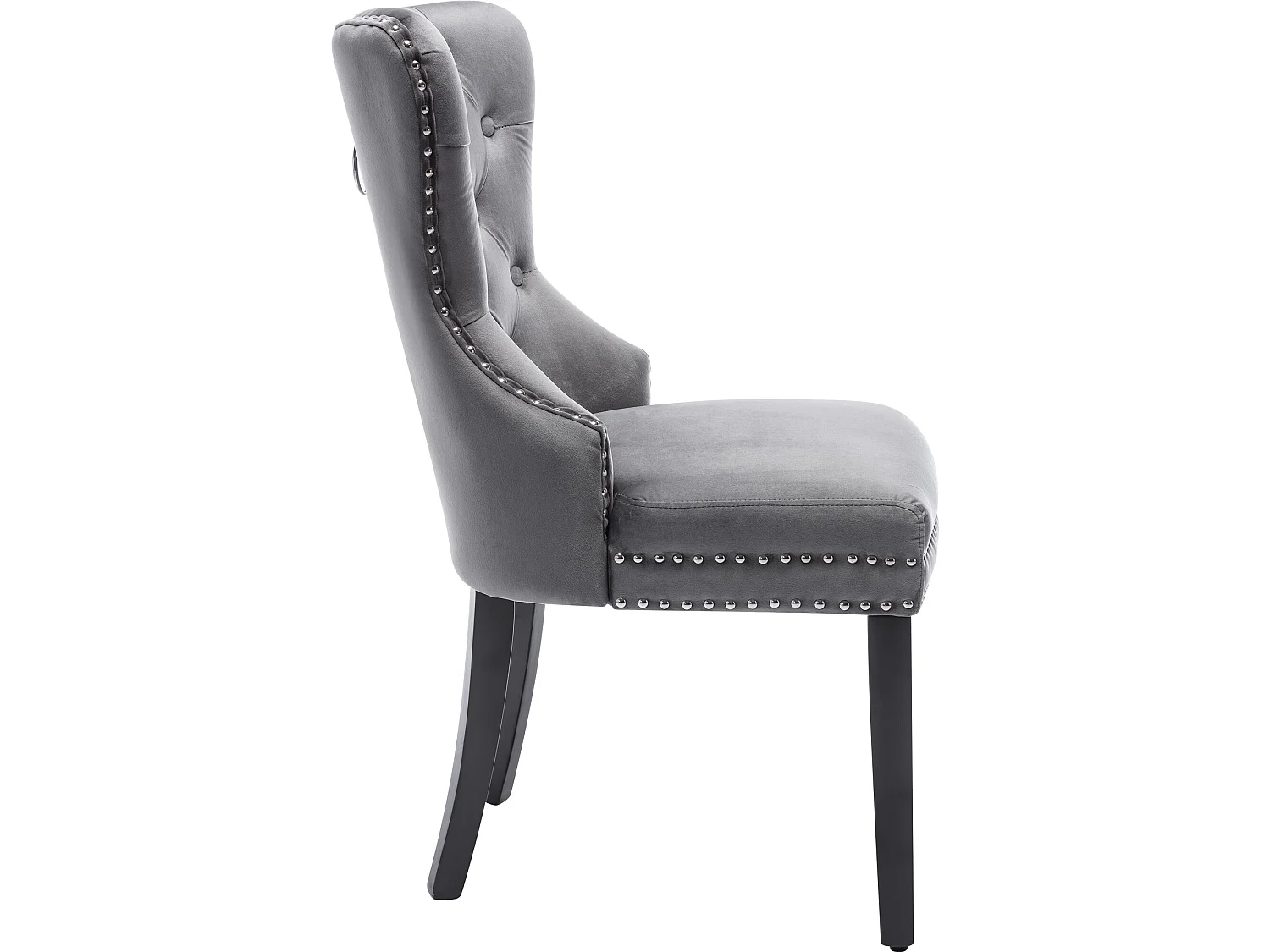 Lot de 2 chaises - velours - pieds en bois massif - gris