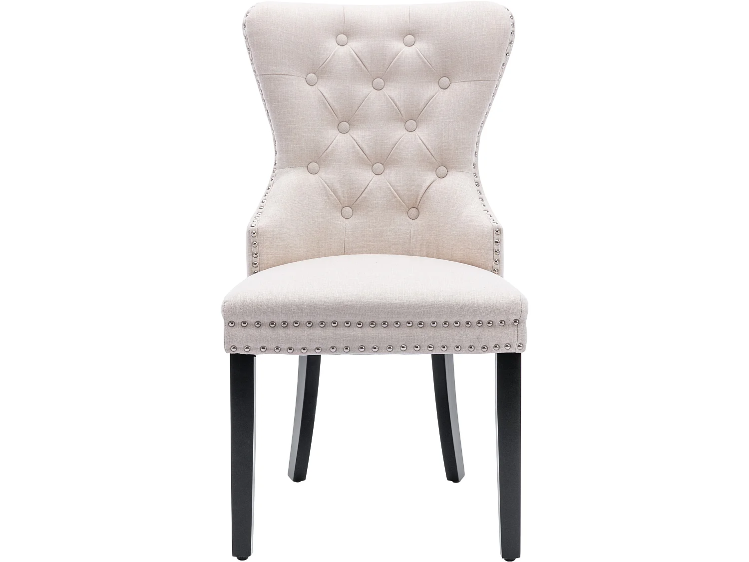 Set di 4 sedie - tessuto e gambe in legno massello - beige