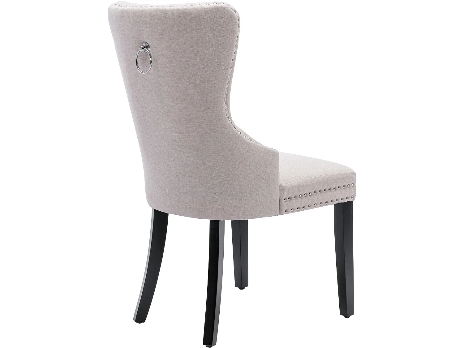 Set di 4 sedie - tessuto e gambe in legno massello - beige