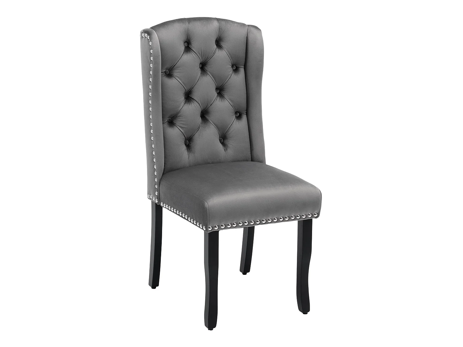 Lot de 4 chaises en velours avec pieds en chêne - gris