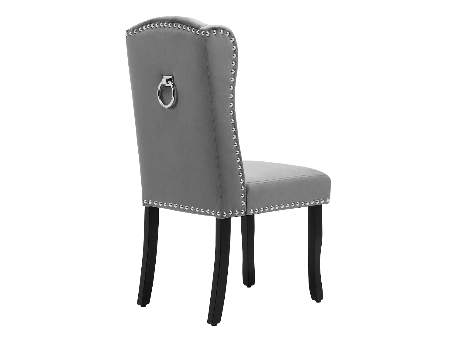 Lot de 4 chaises en velours avec pieds en chêne - gris