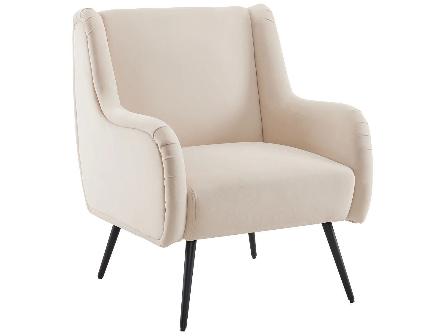 Fauteuil met armleuning en fluwelen rugleuning - beige